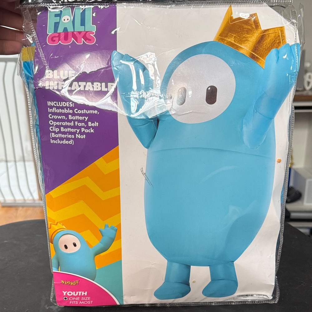 Fall Guys Blue Inflatable Costume with Crown